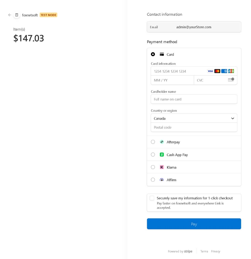 Picture of Stripe Hosted Checkout